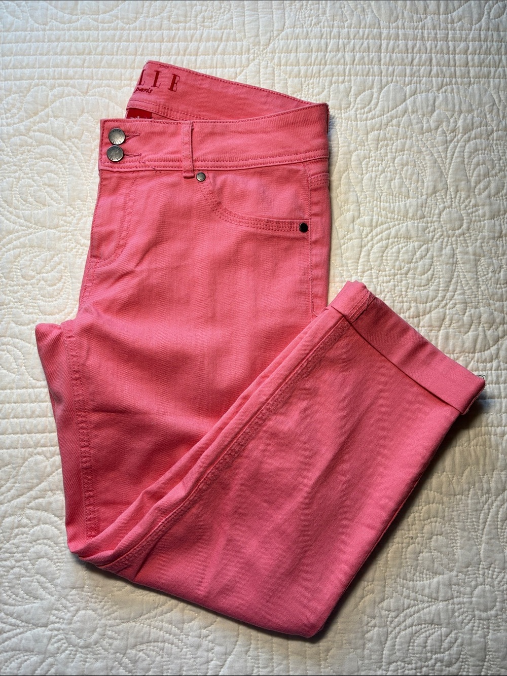 Elle Coral Pink Ankle Jeans